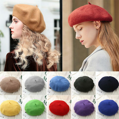 #ad Warm French Style Lightweight Casual Classic Beanie Solid Color Wool Beret Women