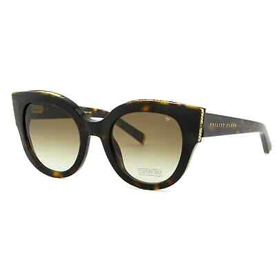 #ad Philipp Plein Women Sunglasses Cat Eye Oversized SPP026S 0722 Havana Brown Frame