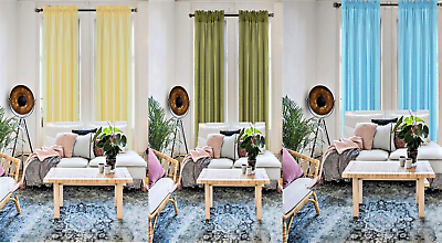 #ad 1 set light filter solid window curtain panel semi sheer textured rod pocket MR2