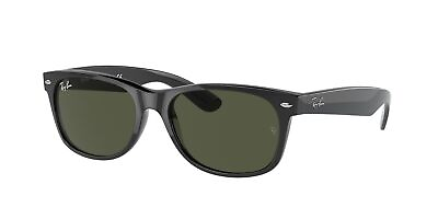 #ad Ray Ban New Wayfarer Classic Gloss Black Green 55 mm Sunglasses RB2132 901L 55