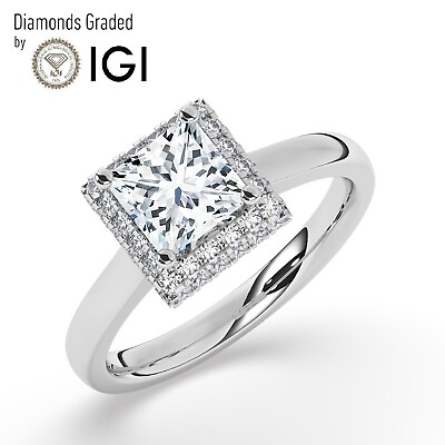 #ad IGI 1.50CT Solitaire Lab Grown Princess Diamond Engagement Ring18K White Gold $1630.20