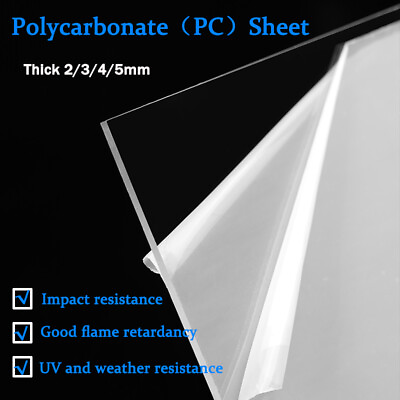 #ad Thick 2 3 4 5mm Clear Polycarbonate Solid Sheet PC Greenhouse Roof Plastic Panel