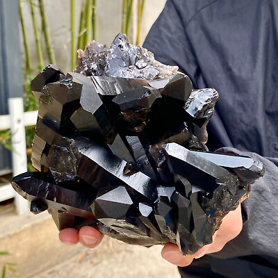 #ad 4.6LB Natural smoky black quartz cluster crystal raw mineral specimen healing