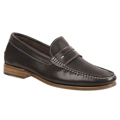 #ad Sandro Moscoloni Jeromy Brown Leather Handsewn Men’s Moc Toe Slip On Loafers