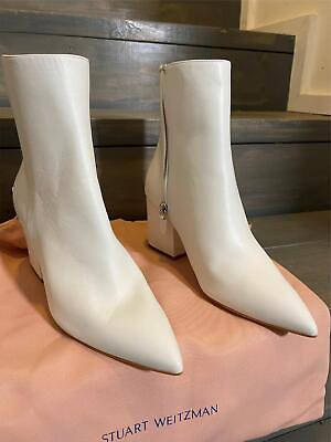 #ad New w bag Stuart Weitzman White Block Heel Boots 7.5 US Size