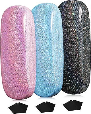 #ad Weewooday 3 Pack Glasses Case for Kids Hard Shell Eyeglass Case Glitter Protect
