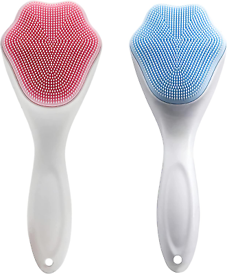 #ad 2 PC Silicone Facial Cleansing Brush Silicone Facial Scrubber Manual Exfoliating