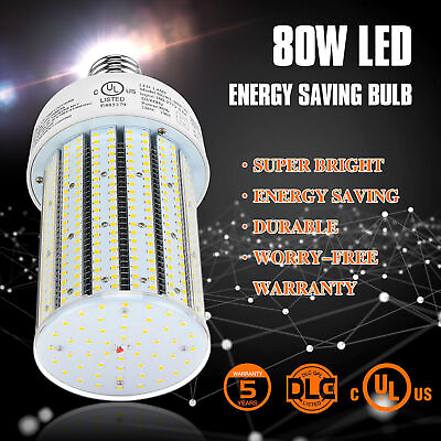 #ad LED Retrofit Corn Light Bulb 80W 6000K 277 480V Workshop High Bay Lights Fixture