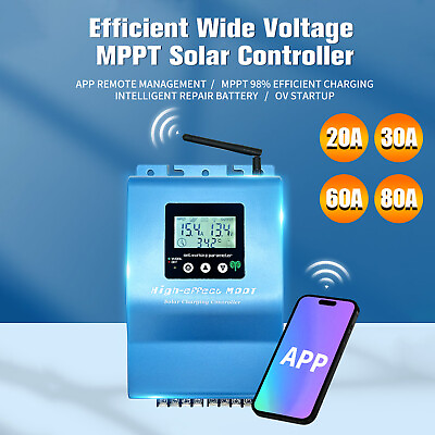 #ad 20 80A MPPT Solar Controller 0V Starts Remotely Manage Photovoltaic Control US