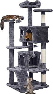 #ad 54in Cat Tree Tower Condo Furniture Scratch Post for Kittens Pet House Play