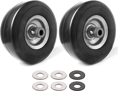 #ad 2 Pack 9X3.50 4” Flat Free Lawnmower Tire and Wheel Assemblies