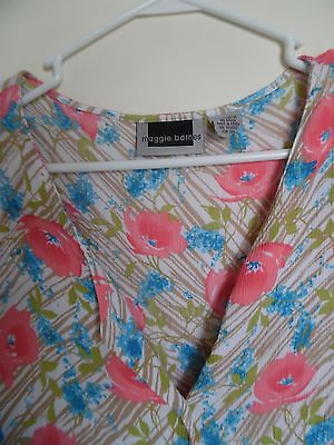 #ad Lovely Maggie Barnes 22W Rayon Floral Short Sleeve Casual Top shirt Blouse