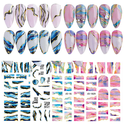 #ad Nail Art Transfer Foils Nail Stickers Decoration Decal Marble Pattern Nail Foils