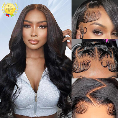 #ad 🔥13×4 Body Wave Lace Front Wigs Human Hair Pre Plucked 180% Density With Gifts