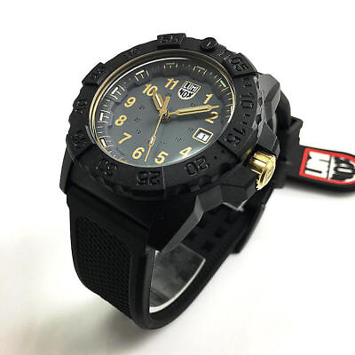 #ad Men#x27;s Luminox Navy SEAL Dive Black and Gold Diver#x27;s 45mm Watch 3508.GOLD