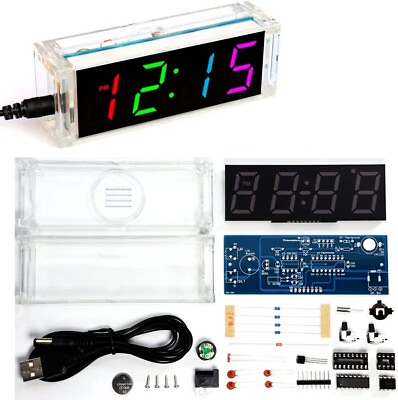 #ad Colorful Digital LED Electronic Alarm Clock DIY Kits Soldering Practice Learning