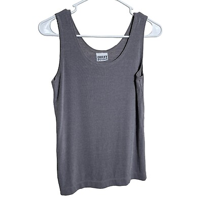 #ad Chico#x27;s Design Tank Top Women#x27;s Approx. Small Gray Sleeveless Round Neck