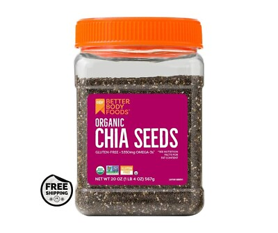 #ad BetterBody Foods Organic Chia Seeds with Omega 3 Non GMO 20 Oz