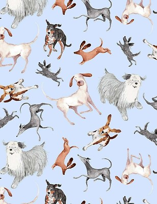 #ad Timeless Treasures Dogs Dogs Cotton Fabric Cartoon Paws Sold By The Yard