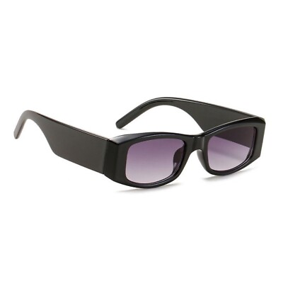 #ad Sport Dark Black Frame Retro Swift Rectangle Purple Tint Lens Hip Hop Sunglasses