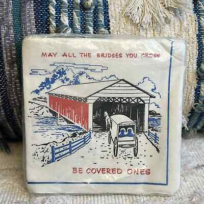 #ad Vintage Napkins May All The Bridges You Cross Be Covered Ones Amish Sayings