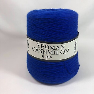 #ad Yeoman Cashmilon 4 Ply Yarn 100% Acrylic Cone 500g Color: Royal Blue