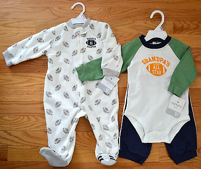 #ad NWT Set of Carter#x27;s Boys Football Outfit amp; Zip Up Fleece Pajamas 9 Months