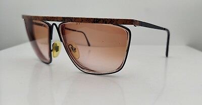 #ad Vintage Laura Biagotti T 36 113 Black Brown Square Sunglasses Italy FRAMES ONLY
