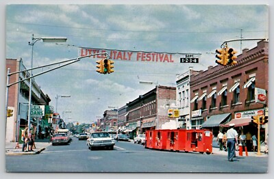 #ad Clinton IN Main Street Little Italy Festival 1950s Indiana Postcard A41