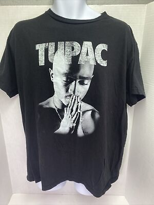#ad TUPAC Black Men#x27;s XL T shirt with the stamped 2PAC tag