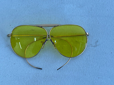 #ad Vintage American Optical Yellow AO 1 10 12KGF American Shooting Aviator Glasses $89.99