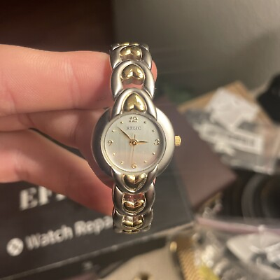 #ad Relic Womens Stainless Silver Gold Steel Quartz Easy Read Watch New Battery