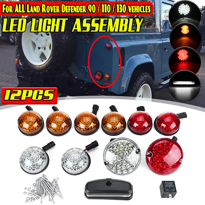 #ad 12x Led Style Color Headlight Rear Front Lamp For Land Rover Defender 90 110
