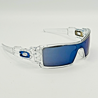 #ad Oakley Sunglasses Oil Rig Polished Clear Frame Polarized Galaxy Blue Mirror Lens