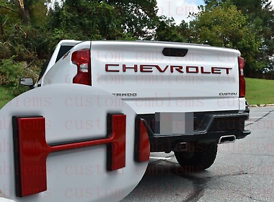 #ad Double Layer Tailgate Insert Letters fits 2019 2020 Silverado Red Black
