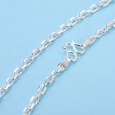 #ad 990 Pure Silver Necklace Handmade Silver Cuboid Cable Link Chain 2.5mm 3mm 5mm