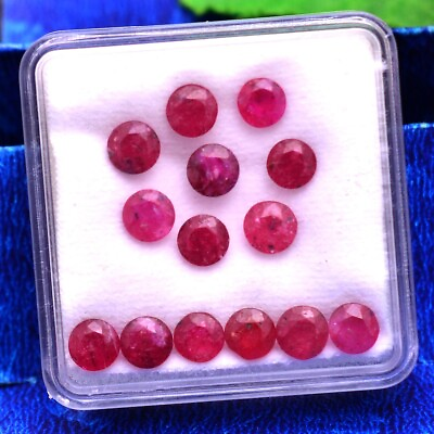 #ad 14 Pcs Natural Mozambique Ruby 5mm Rich Red Round Faceted Cut Loose Gemstones
