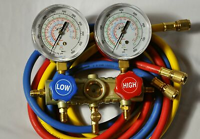 #ad Manifold Gauge Set Hoses R410a R22 R134a AC HVAC Charge Diagnosis Recovery Tool