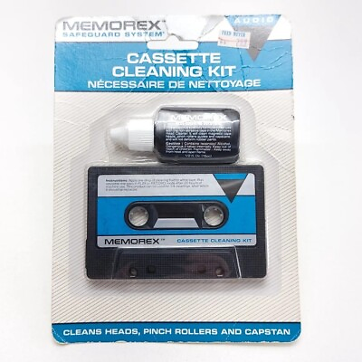#ad Memorex Audio Cassette Cleaning Kit Tape Deck Head Rollers Capstan NOS Sealed