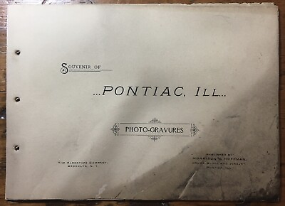 #ad Antique Souvenir of Pontiac Illinois Black and White Photo Book