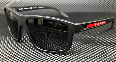 #ad PRADA LINEA ROSSA PS 02XS DG002G Matte Black Polarized Men#x27;s 60 mm Sunglasses