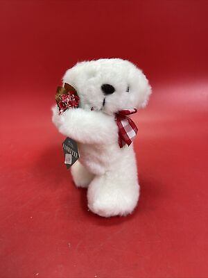 #ad Florette 4334 Vintage 1988 North American Teddy Bear Co White Standing Bear Rose