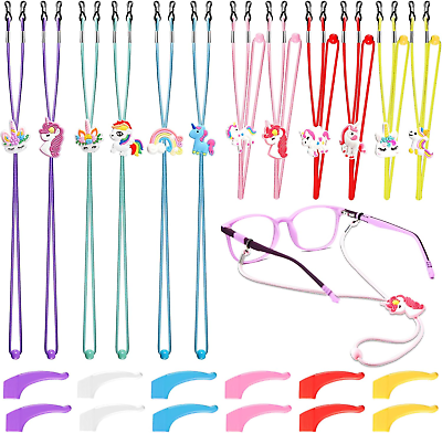 #ad 12 Pcs Kids Glasses Strap Unicorn Rainbow Adjuster Stretchy Antislip Eyeglass St