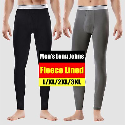 #ad Men#x27;s Long Johns Fleece Lined Thermal Underwear Bottom Pants Winter Warm‹