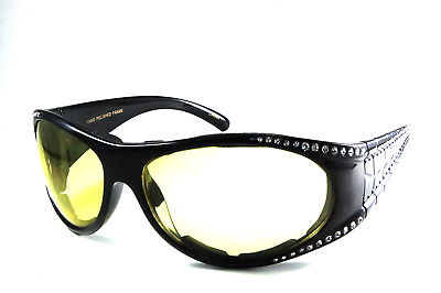 #ad UV 46127R Rhinestone Lady Motorcycle Glasses Yellow