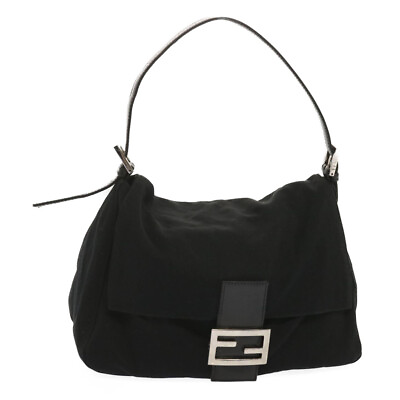 #ad FENDI Mamma Baguette Shoulder Bag Nylon Black Auth yk11053