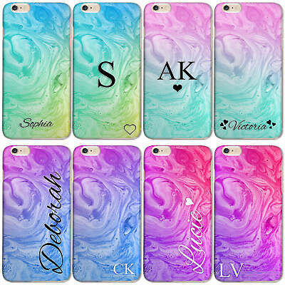 #ad PERSONALISED INITIALS PHONE CASE MARBLE SWIRL HARD COVER FOR SAMSUNG A5 A8 J3 J5