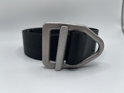 #ad NWOT Bison Design Nylon Webbed Belt Gunmetal Color Buckle Black Size L