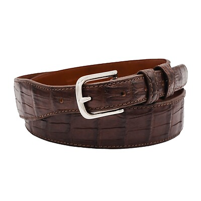 #ad Genuine Handmade Brown Alligator Leather Tapered Belt Made in U.S.A