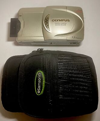 #ad Olympus Camedia D 450 Zoom Digital Camera 1.3 Megapixel Tested Memory Card Case
